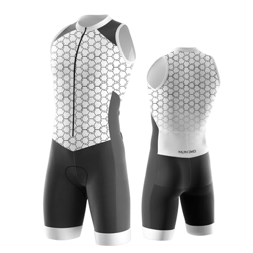 Triathlon Anzug Herren Herren Radsportanzug gepolstert einteilig Trisuit Bike Top Short Trisuit Einteiler für WettkampfGeeignet zum Laufen, Radfahren, Schwimmen (TYP-15,XL) von NUNOMO