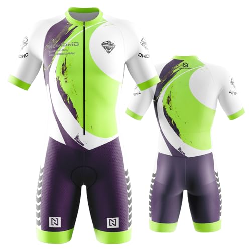 NUNOMO Triathlon Anzug Herren Radsportanzug Gepolstert Einteilig Trisuit Top Short Trisuit Einteiler für Schnell trocknend Geeignet zum Einteiliges Fahrradtrikot (Type-5,3XL) von NUNOMO