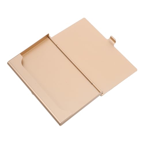 NUOBESTY Aluminiumlegierung Business Card Holder Tragbarer Kartenhalter Organizer Box Für Büro Und Schreibtisch Sicherer Kreditkartenetui Mit Robustem Verschluss In Champagnerfarbe von NUOBESTY