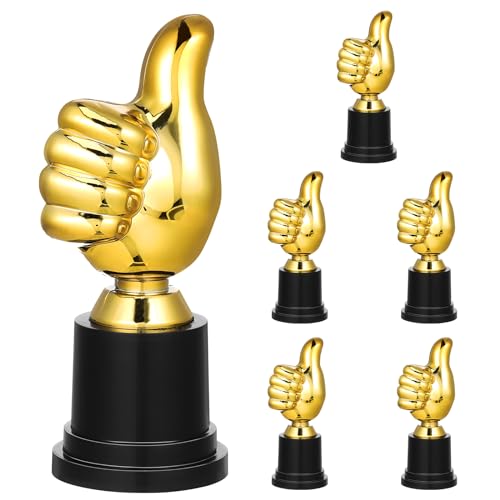 NUOBESTY Thumbs Up Award Trophäe: 6 Stück Gold Trophäen Cup 5 Zoll Kunststoff Mini Trophäen für Auszeichnungen für Sport Belohnung Party Favors von NUOBESTY