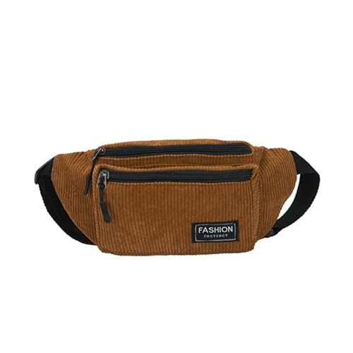 Bauchtasche aus Kord, Hüfttasche, Reißverschluss, Brusttaschen, Tragetasche, Reisetasche für Mädchen, Cord, Bauchtasche für Herren, braun von NURCIX