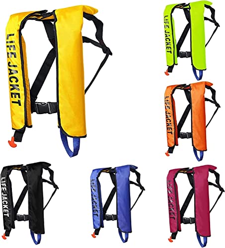 NURCIX Automatische Schwimmweste, Aufblasbare Schwimmweste Damen/Herren, Schwimmweste Erwachsene, für Wassersport-justierbare Wasserski-Schwimmhilfe-Weste (Color : Yellow) von NURCIX