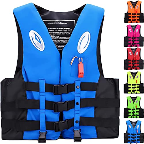 NURCIX Schwimmweste für Erwachsene Kinder, Erwachsene 20-120 kg Auftriebsweste, Rettungsweste Schwimmhilfe mit Überlebenspfeife, für Kajakfahren, Angeln, Surfen (Color : A, Size : XL) von NURCIX