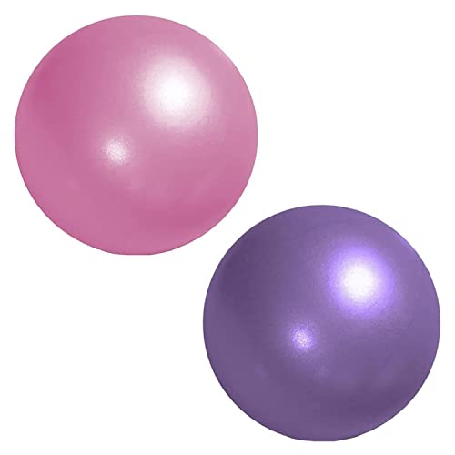NUWIQ Pilates Ball, 25 cm Gymnastikball Klein, Gymnastikbälle Kinder, mit Aufblasbarem Strohhalm, für Yoga, Gleichgewichtstraining, Aerobic, 2 Stück, Pink und Lila von NUWIQ