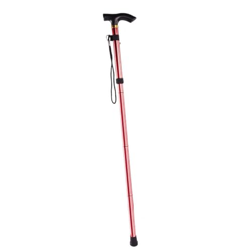 NUZAMAS Klappstock Tragbarer Gehstock Kletterstock Gehhilfe Aluminium 85-95 cm Verstellung Rot Teleskopstock mit fünf Abschnitten für Reisen im Freien von NUZAMAS