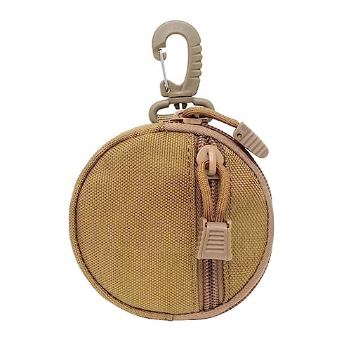 NUZAMAS Münzgeldbörse EDC-Beutel mit Haken Runde Mini-Schlüsselmappe Tasche Taktische Tasche für Outdoor-Jagd Camping Wandern Khaki von NUZAMAS