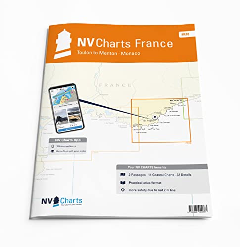 NV Atlas France FR 10 mit App Lizenz- Seekarte Frankreich - Toulon to Menton mit Monaco mit Monaco und Nizza von NV Charts