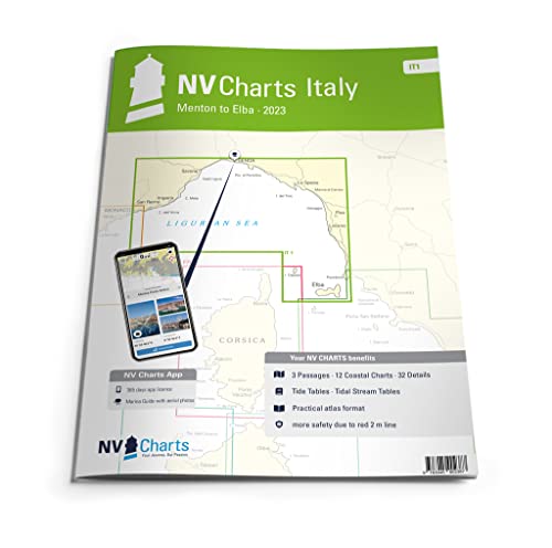 NV Atlas Italy IT 1 mit App Lizenz- Seekarte Italien - Menton to Elba mit Genua, Livorno und La Spezia von NV Charts