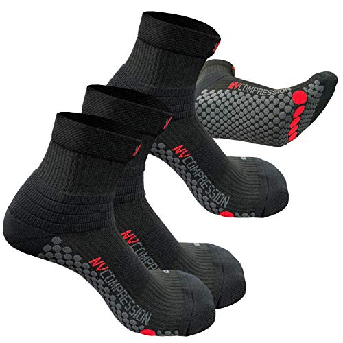 NV Compression 365 Cushion Crew Socken (2 Paar) 20–30 mmHg – für Laufen, Radfahren, Fitness, Fitnessstudio, Golf, Tennis, Triathlon, Plantarfasziitis, Sport Recovery (S.Bk (2 Prs), L/XL) von NV Compression