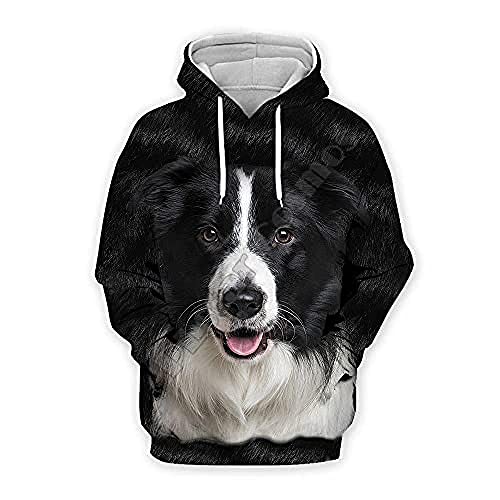 NVBFD Unisex 3D Druck Hoodie Kapuzenpullover,Männer Frauen Hoodies 3D Lustige Border Collie Gedruckt Schwarze Hoodies Kapuzenpullover Pullover Mit Tasche Sweatshirts Studentenpaar von NVBFD