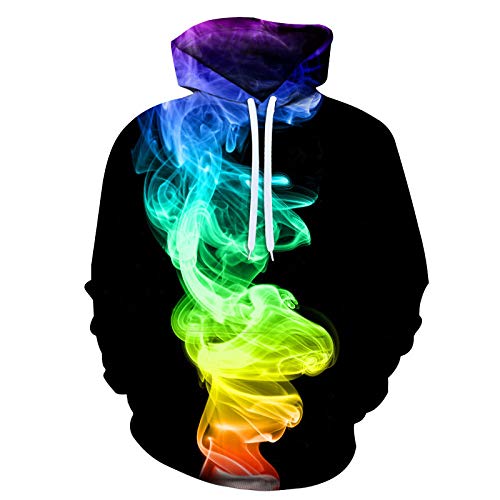 Unisex 3D Druck Hoodie Kapuzenpullover,Unisex Hoodies 3D Print Pullover Regenbogen Rauchmuster Schwarze Hoodies Halloween Pullover Mit Tasche Leichte Sweatshirts Geschenk Für Studentenpaare Freund, von NVBFD