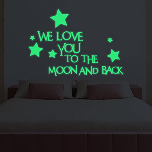 NXACETN Wandaufkleber, WE Love You to The Moon and Back Leuchtsterne Muster Wandaufkleber, Sterne Wandtattoos, Glow In The Dark Sterne Für Die Wand Star von NXACETN