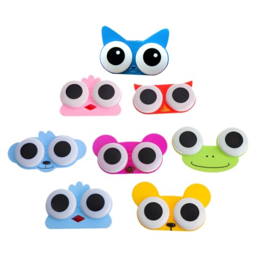 NYCEMAKEUP 1 x süße Cartoon-3D-Kontaktlinsenbox mit großen Augen, Eule für Tiere, S-Brillen-Box, multi von NYCEMAKEUP
