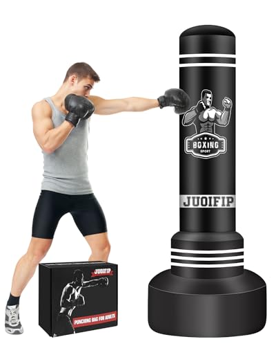 NZQXJXZ Freistehende Boxsäcke für Erwachsene - 175 cm schwerer Boxsack mit Ständer - Männer Stehboxsack Aufblasbarer Kickboxsack für Training MMA Muay Thai Fitness von NZQXJXZ