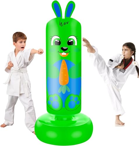 Kaninchen Boxsack für Kinder,168cm großer aufblasbarer Boxsack, Geschenk für Jungen & Mädchen im Alter von 3-12 Jahren zum Üben von Karate und Taekwondo von NZQXJXZ