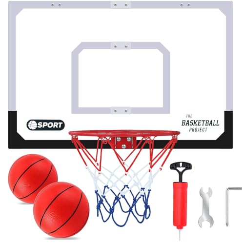 NZQXJXZ Basketballkorb Set für Kinder, 64 x 42 cm Extra Große Basketballkorb Indoor Wandmontage für Zimmer mit 2 Bällen, Basketball Spielzeug Geschenk, Perfekt für Jungen Mädchen Teens Erwachsene von NZQXJXZ