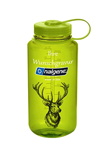 Nalgene Flasche 'Everyday Weithals' - 1 L, grün, Hirschkopf von Nalgene