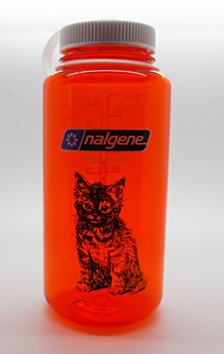 Nalgene Flasche 'Everyday Weithals' - 1 L, orange-Katzenmotiv von Nalgene