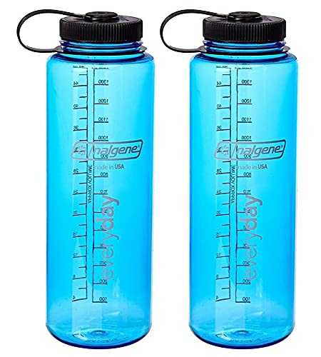 Nalgene HDPE Trinkflasche, weites Mundstück, BPA-frei, 1,42 l, Unisex-Erwachsene, Blue 2-Pack von Nalgene