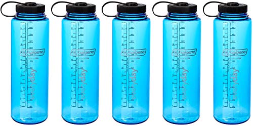 Nalgene HDPE Trinkflasche, weites Mundstück, BPA-frei, 129 ml, Unisex-Erwachsene, Blue 5-Pack von Nalgene