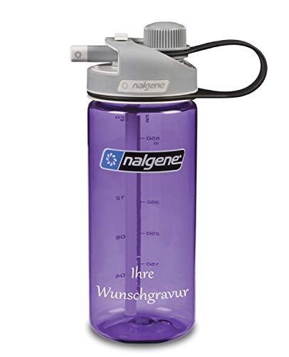 Nalgene 'Multi Drink', Trinkflasche, BPA-frei (Violett, mit Namensgravur, 0,6 l) von Nalgene