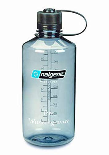 Nalgene Trinkflasche 'EH' - 1 L (Grau, mit Namensgravur, 1 Liter) von Nalgene