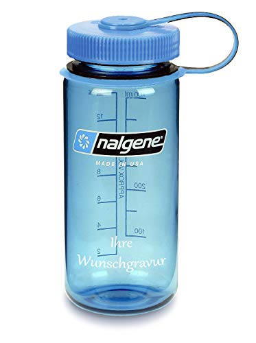 Nalgene Flasche 'Everyday Weithals' - 0,5 L (Blau-Blau, mit Namensgravur, 0,5 Liter) von Nalgene