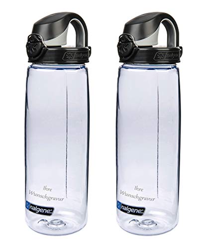 Nalgene Trinkflasche 'OTF' – 0,65L (2X transparent-schwarz, mit Namensgravur) von Nalgene
