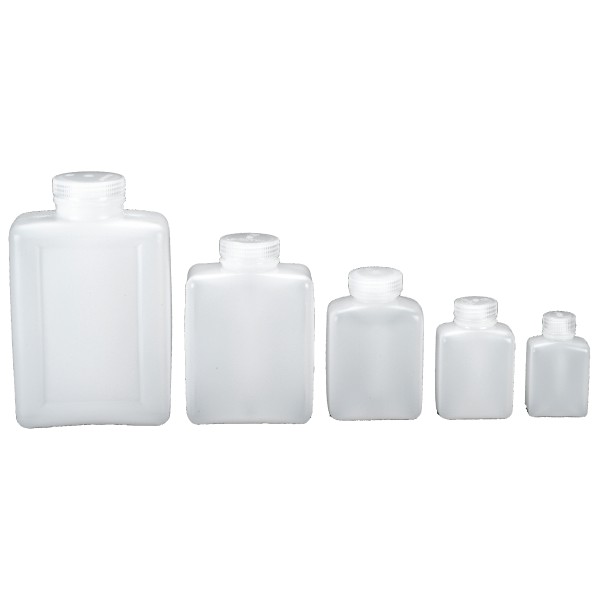 Nalgene - Weithalsflaschen Rechteckig Gr 1000 ml - Hals Ø 43 mm;125 ml - Hals Ø 21 mm;2000 ml - Hals Ø 44 mm;250 ml - Hals Ø 30 mm;500 ml - Hals Ø 37 mm transparent von Nalgene