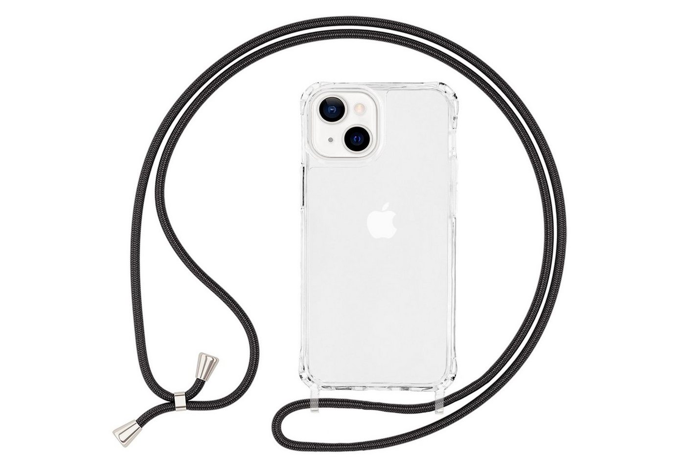 Nalia Handykette Apple iPhone 13, Klare Hybrid Hülle mit Kette / Schutzhülle zum Umhängen / Handyband von Nalia