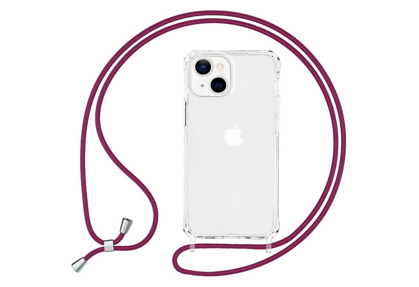 Nalia Handykette Apple iPhone 13 Mini, Klare Hybrid Hülle mit Kette / Schutzhülle zum Umhängen / Handyband von Nalia