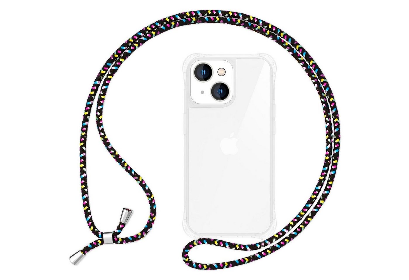 Nalia Handykette Apple iPhone 14, Klare Hybrid Hülle mit Kette / Schutzhülle zum Umhängen / Handyband von Nalia