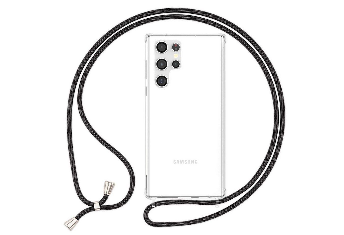 Nalia Handykette Samsung Galaxy S23 Ultra, Klare Hybrid Hülle mit Kette / Schutzhülle zum Umhängen / Handyband von Nalia