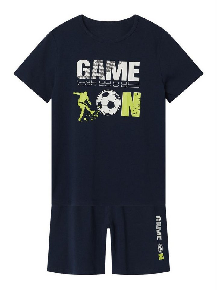 Name It Schlafanzug NKMNIGHTSET SS GAME ON FOOTBALL (Set, 2 tlg., Hose und Shorts) Aufdruck Fußball von Name It