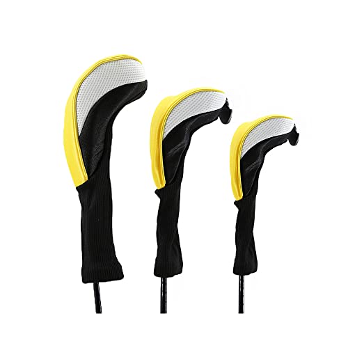 Namvo 3 Teile/Set Golf Driver Holzkopf SCHL?gerabdeckungen Ausrüstung Pole Schutzhülle Professinal Golf Putter Kopfschutz Gelb von Namvo