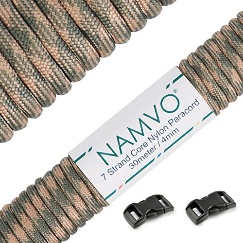 Namvo 550 Paracord Mil Spec Typ III 7 Strang Fallschirm Schnur Gesamtlänge 100ft / 30 Meter - beige + dunkelgrau von Namvo