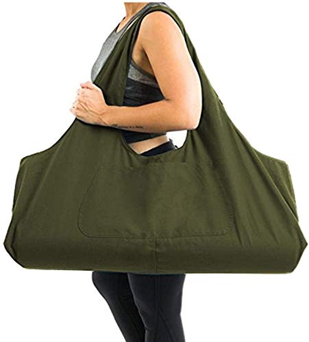 Namvo Große Tasche für Yogamatte, Mehrzweck-Turnbeutel, Yogamatte, Tragetasche, Tragetasche, Tragetasche mit Seitentasche, passend für die meisten Matten, Armeegrün von Namvo