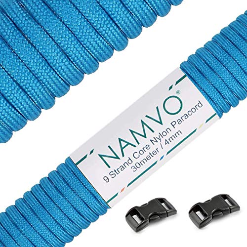 Namvo Mil Spec Type III Nylon Parachute Cord, 9 Inner Strands Strong Breaking Strength 4mm Diameter 100 Feet 550 Paracord Blue von Namvo