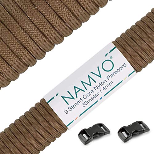 Namvo Mil Spec Type III Nylon Parachute Cord, 9 Inner Strands Strong Breaking Strength 4mm Diameter 100 Feet 550 Paracord von Namvo