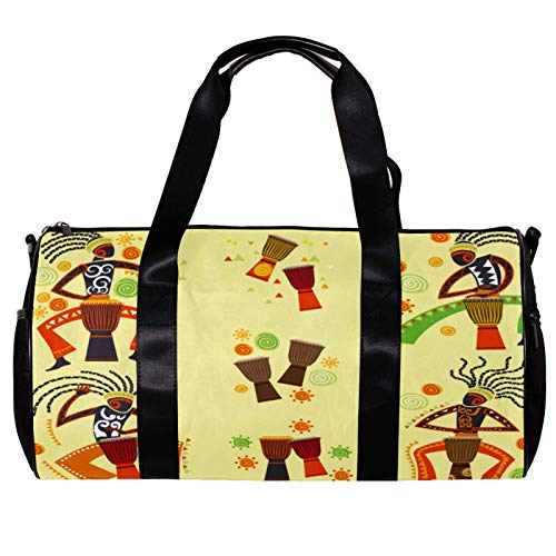 Runde Sporttasche mit abnehmbarem Schultergurt, für Djembe und afrikanische Musik, Training, Handtasche, für Damen und Herren von Nananma