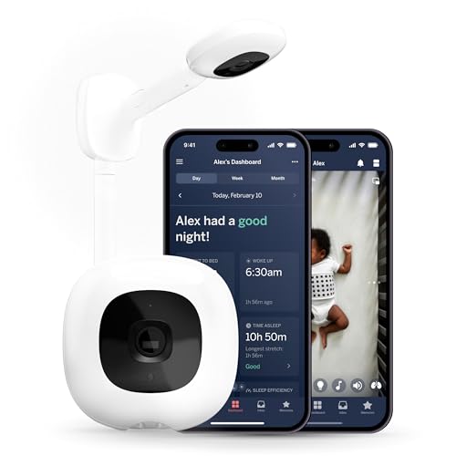 Nanit Pro Smart Babyphone & Wandhalterung - 1080p Sichere WLAN Videokamera, Sensorfreier Schlaf und Atmung Bewegungs-Tracker, 2-Wege-Audio, Sound- und Bewegungswarnungen, Nachtsicht, Inklusive Atemband von Nanit