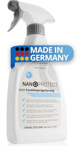 Nanoprotect Textilimprägnierung | 500 ml Spray | High-Tech Imprägnierspray für Textilien | Stark wasserabweisend mit Abperleffekt | Ideal gegen Schmutz und Nässe von Nanoprotect