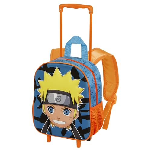 Naruto Happy-Kleiner 3D Rucksack mit Rädern, Blau, 26 x 34 cm, Kapazität 12,5 L von Naruto