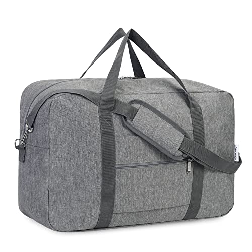 Narwey Handgepäck Tasche für Flugzeug Faltbare Reisetasche Damen Weekender Bag Sporttasche Damen Herren Handgepäck Koffer Groß 40L(Grau) von Narwey