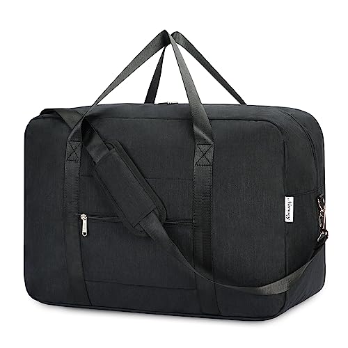 Narwey Handgepäck Tasche für Flugzeug Faltbare Reisetasche Damen Weekender Bag Sporttasche Damen Herren Handgepäck Koffer Groß 40L(Schwarz) von Narwey