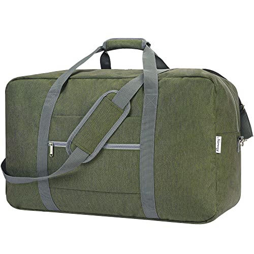 Narwey Handgepäck Tasche für Flugzeug Faltbare Reisetasche Damen Weekender Bag Sporttasche Damen Herren Handgepäck Koffer Groß 60L(Armeegrün) von Narwey