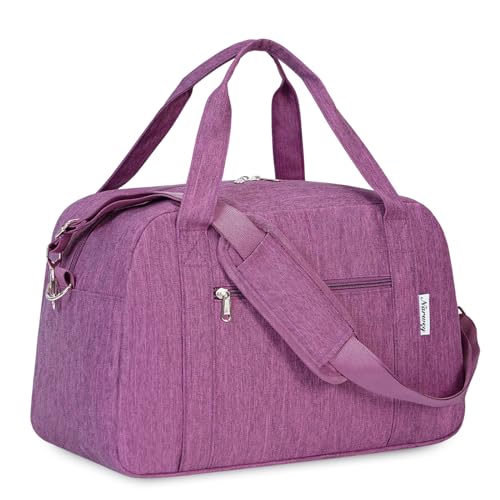 Narwey für Ryanair Handgepäck 40x20x25 Handgepäck Tasche für Flugzeug Faltbare Reisetasche Weekender Damen Herren Handgepäck Koffer 20L(Dunkles Violet) von Narwey