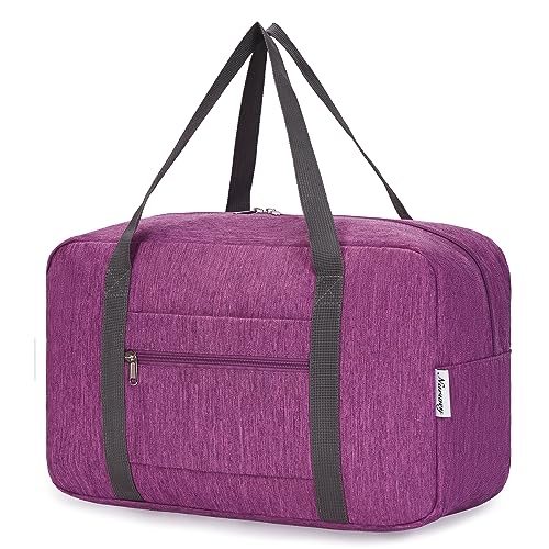 für Ryanair Handgepäck 40x20x25 & Handgepäck Tasche für Flugzeug - Faltbare Reisetasche Damen & Weekender Damen - Handgepäck Koffer 20L (Dunkles Violet) von Narwey