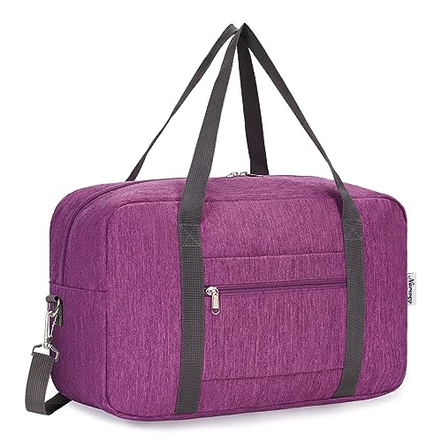 für Ryanair Handgepäck 40x20x25 & Handgepäck Tasche für Flugzeug - Faltbare Reisetasche Damen & Weekender Damen - Handgepäck Koffer 20L (Dunkles Violet (mit Schultergurt)) von Narwey