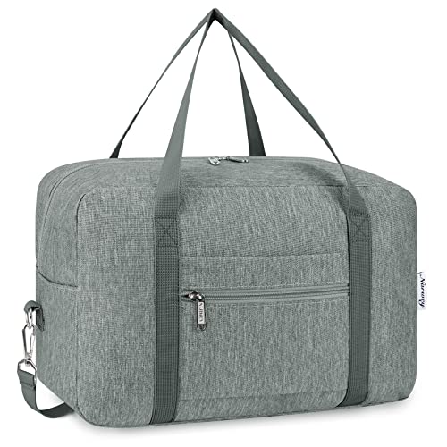 für Ryanair Handgepäck 40x20x25 & Handgepäck Tasche für Flugzeug - Faltbare Reisetasche Damen & Weekender Damen - Handgepäck Koffer 20L (Grau (mit Schultergurt)) von Narwey